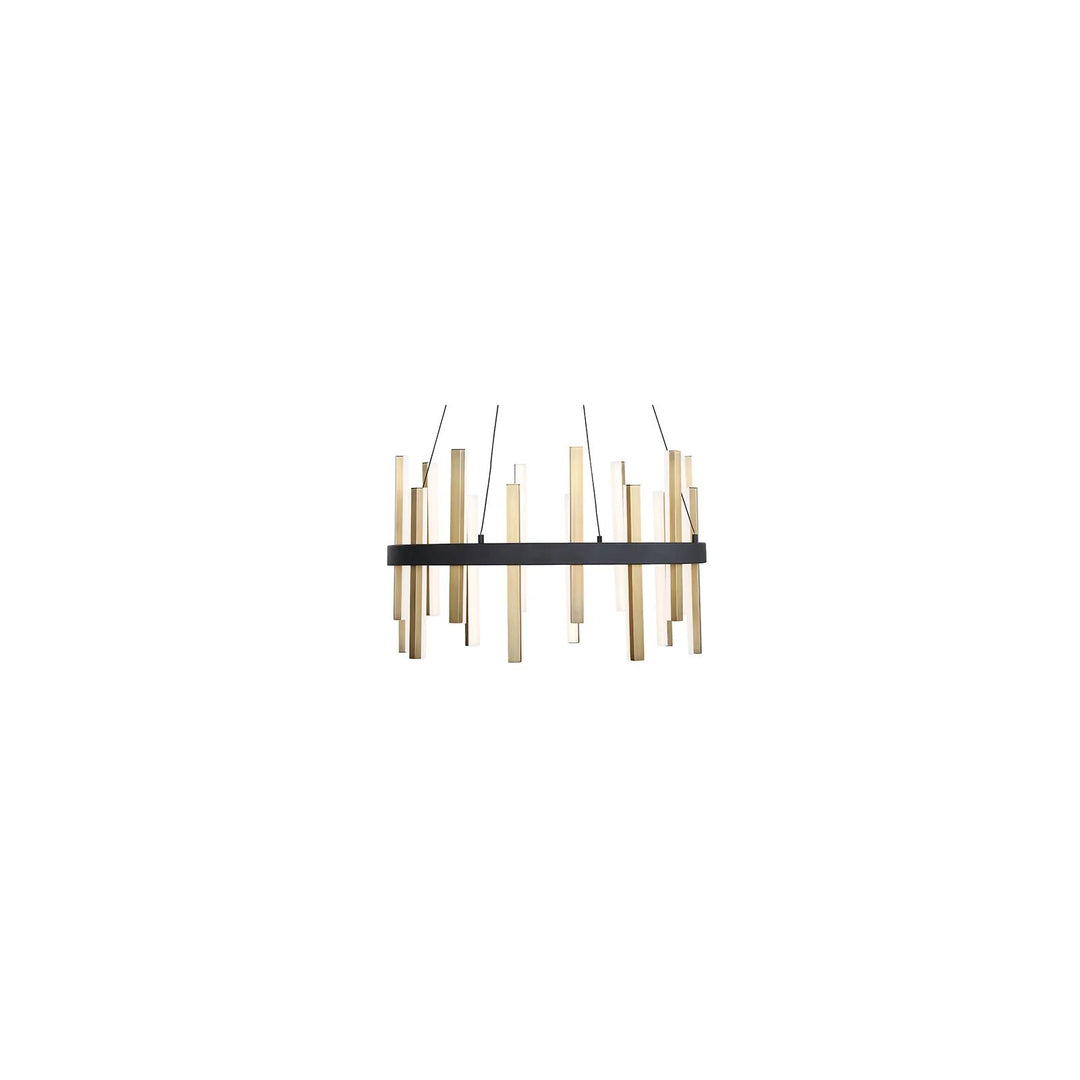 Black & aged brass finish chandelier, by Modern Forms