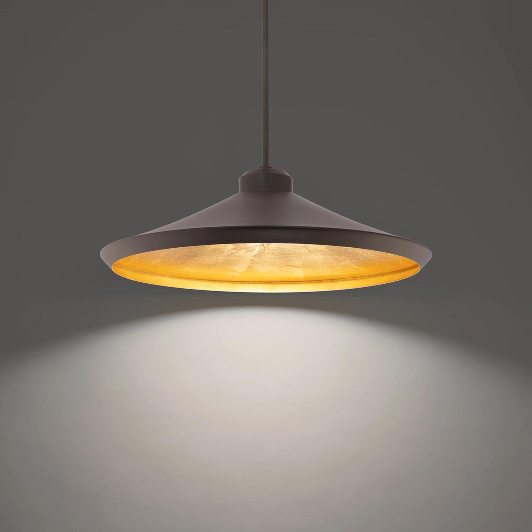 Bronze & gold leaf finish pendant light, by Modern Forms, for kitchen island or dining