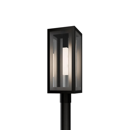 Black finish outdoor post lantern, by Modern Forms, for driveway or front yard
