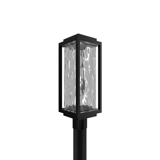 Black finish outdoor post lantern, by Modern Forms, for driveway or front yard