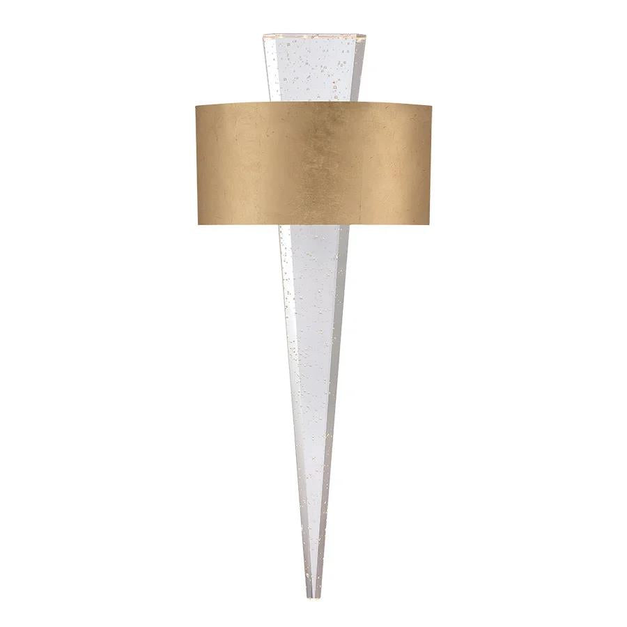 Gold leaf finish wall sconce, by Modern Forms, for hallway or living room