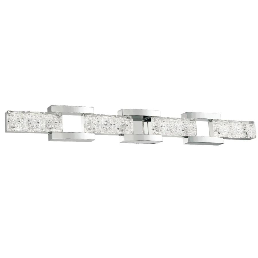 Polished nickel finish vanity light, by Modern Forms, for bathroom
