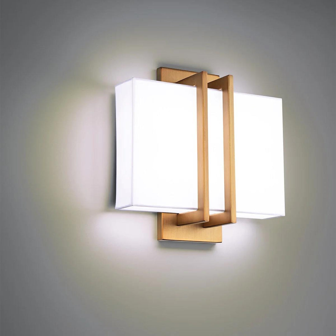Aged brass finish wall sconce, by Modern Forms, for hallway or living room