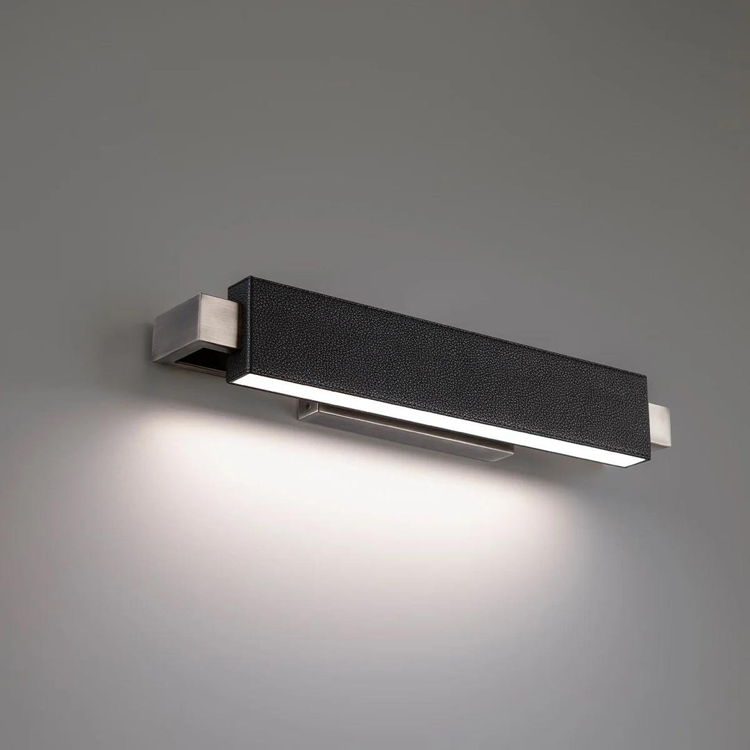 Pebbled black/brushed nickel finish vanity light, by Modern Forms, for bathroom