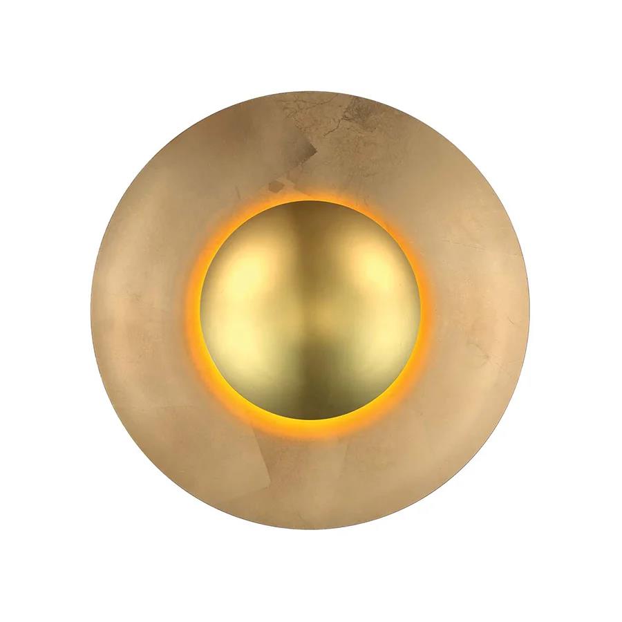 Gold leaf finish wall sconce, by Modern Forms, for hallway or living room