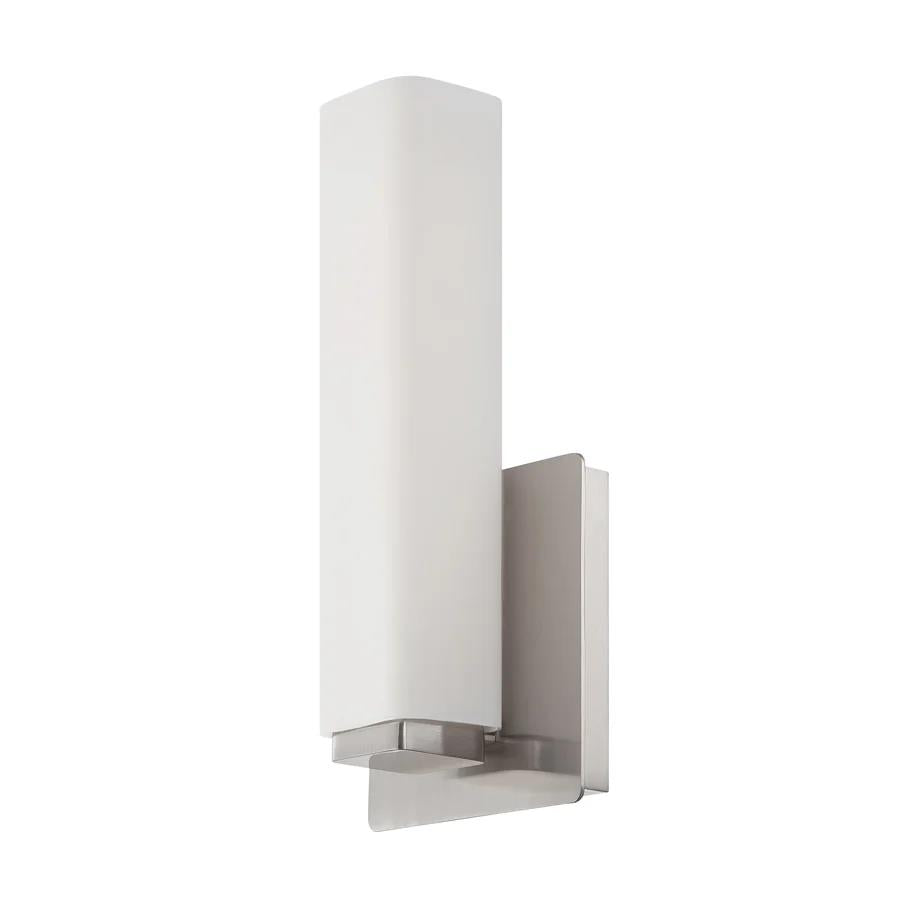 Brushed nickel finish vanity light, by Modern Forms, for bathroom