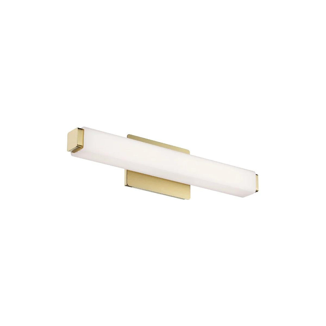 Brushed brass finish vanity light, by Modern Forms, for bathroom