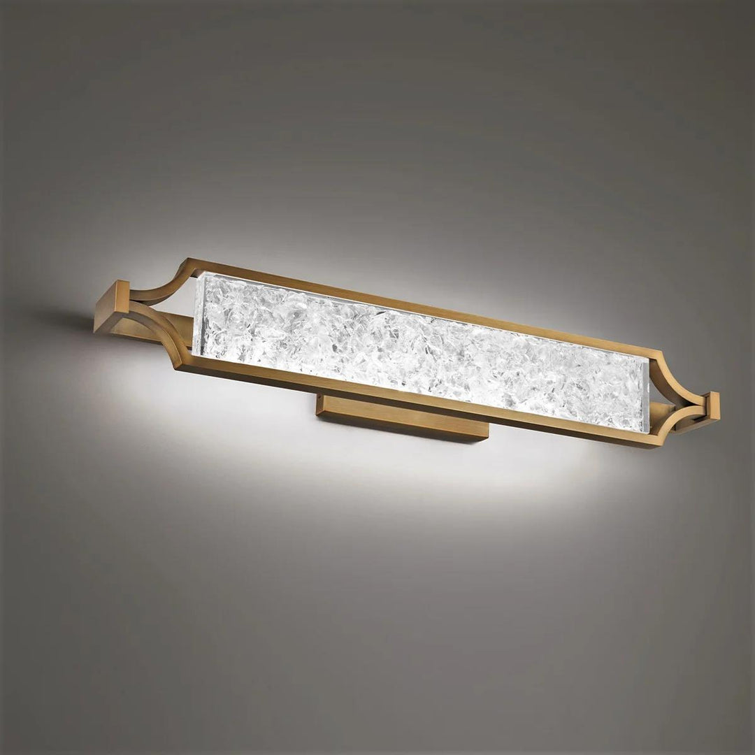 Aged brass finish vanity light, by Modern Forms, for bathroom
