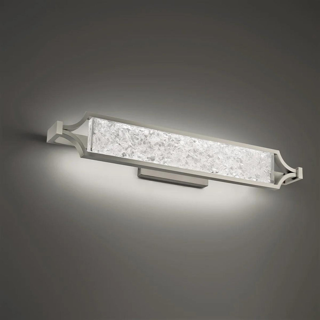 Brushed nickel finish vanity light, by Modern Forms, for bathroom