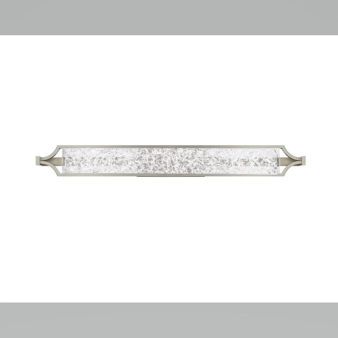 Brushed nickel finish vanity light, by Modern Forms, for bathroom