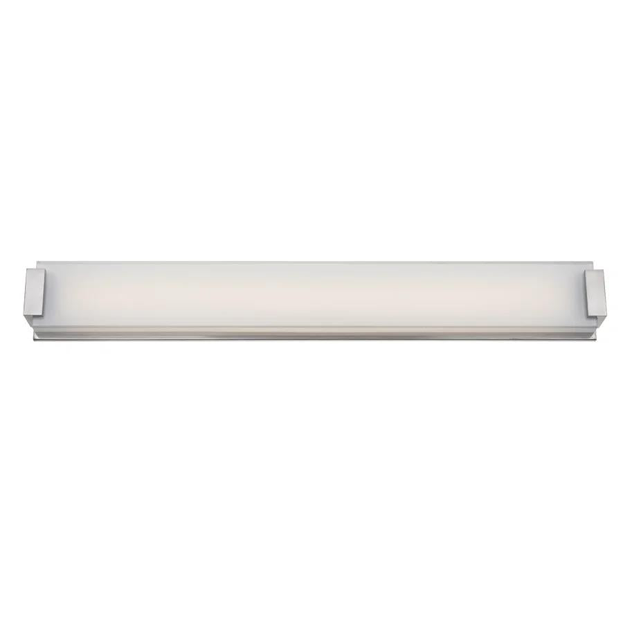 Brushed nickel finish vanity light, by Modern Forms, for bathroom