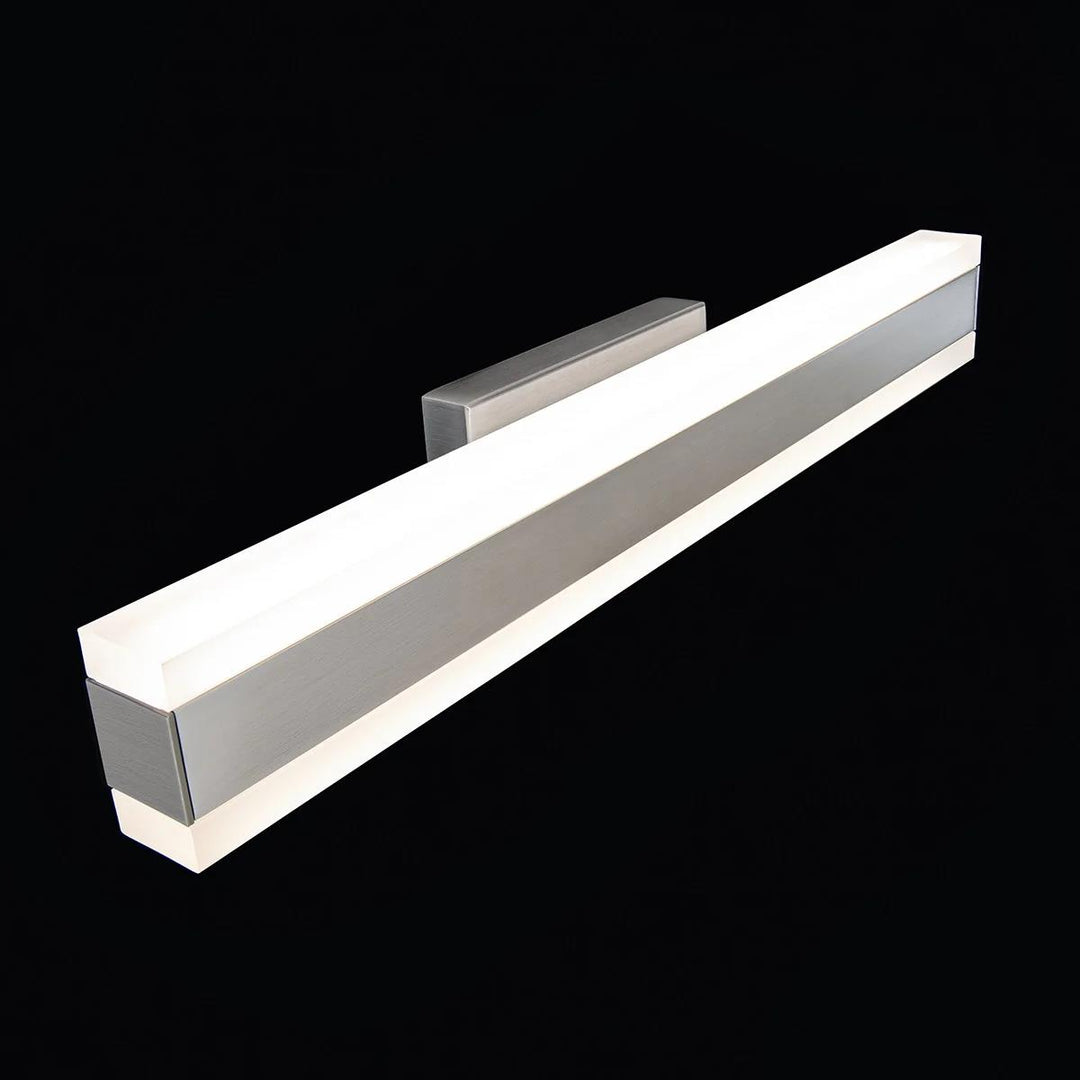 Brushed nickel finish vanity light, by Modern Forms, for bathroom