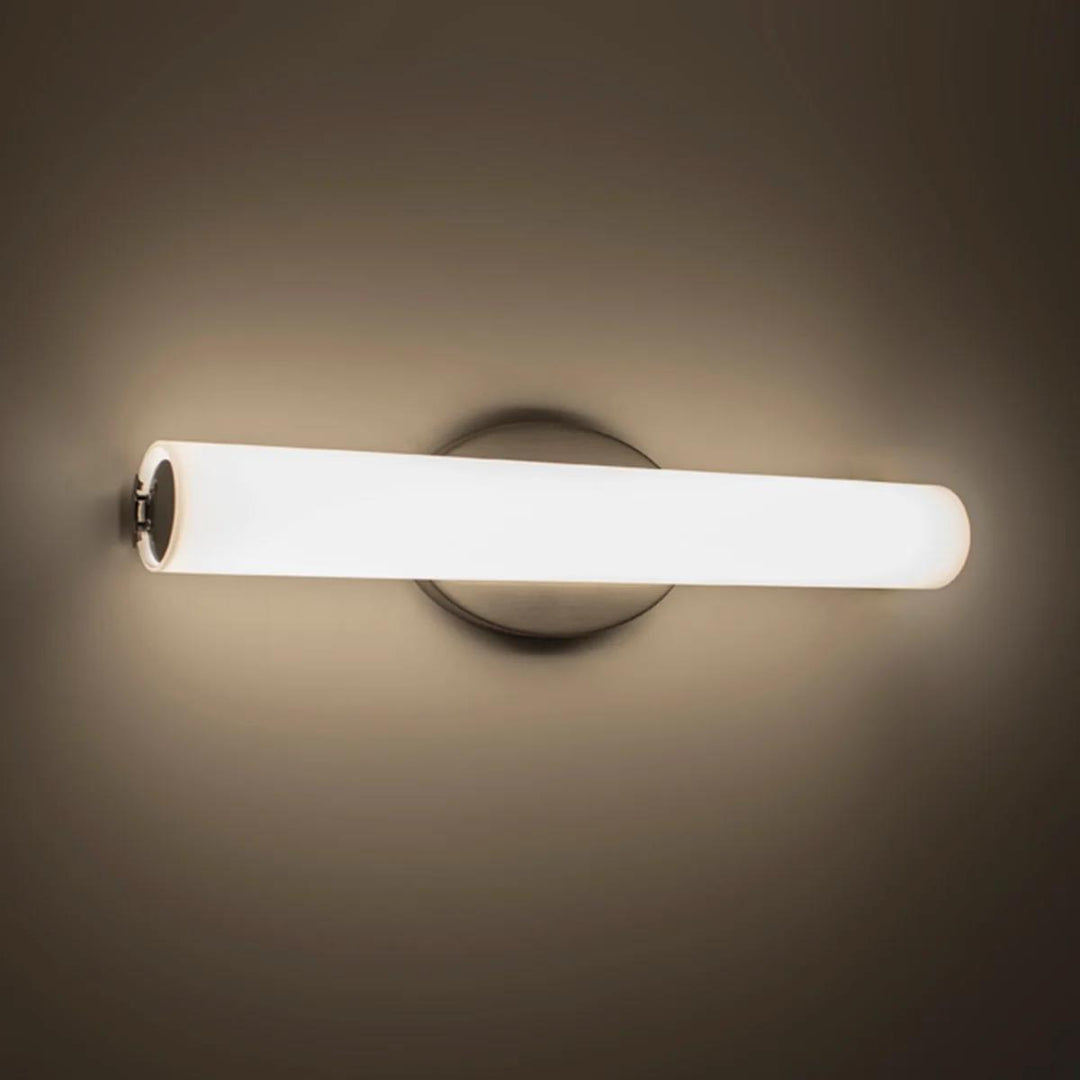 Brushed nickel finish vanity light, by Modern Forms, for bathroom