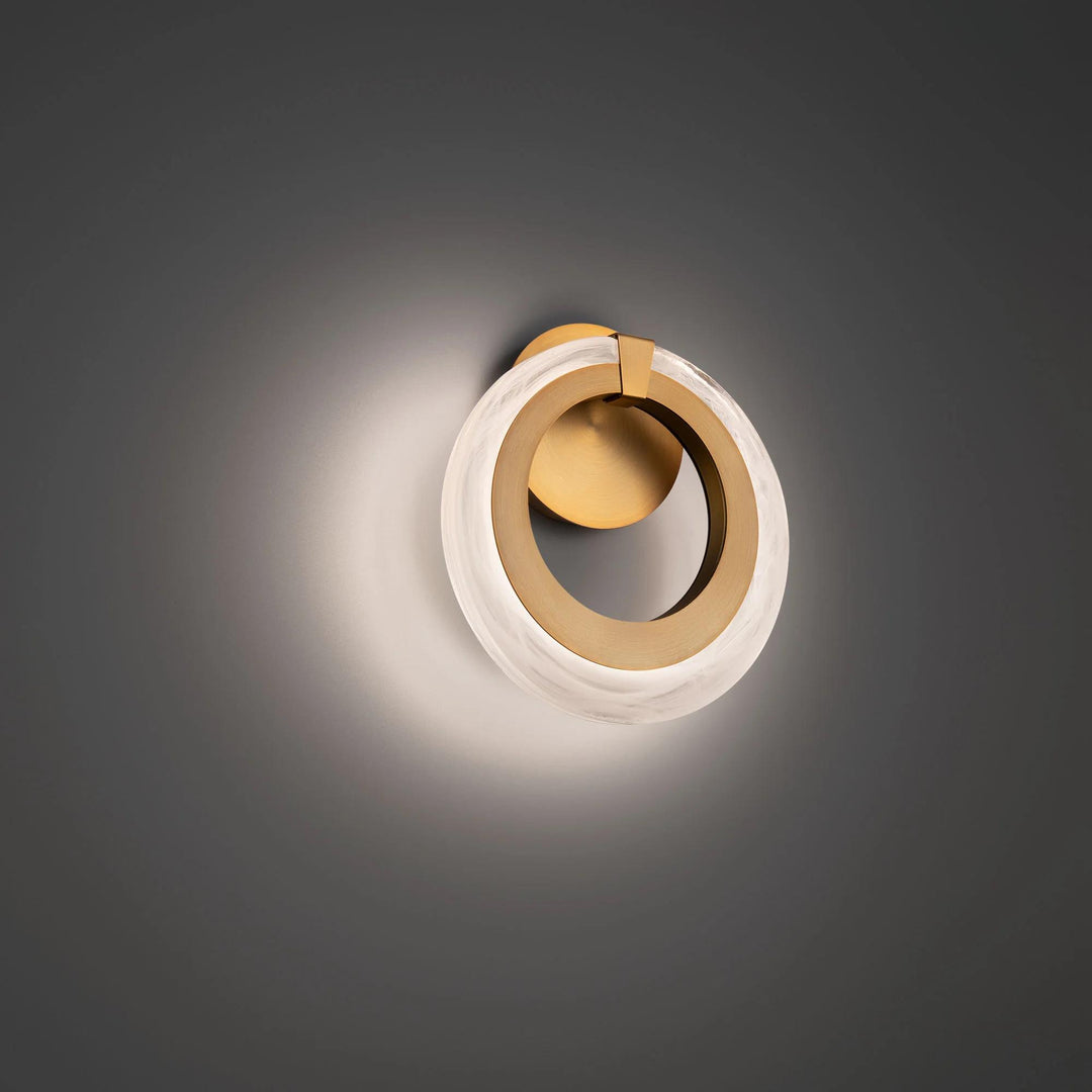 Aged brass finish wall sconce, by Modern Forms, for hallway or living room