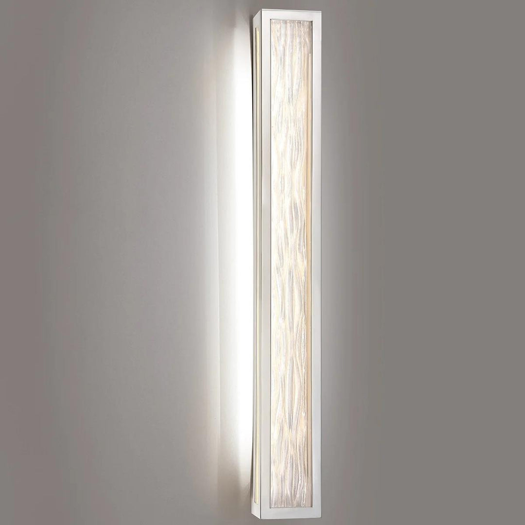 Brushed nickel finish vanity light, by Modern Forms, for bathroom