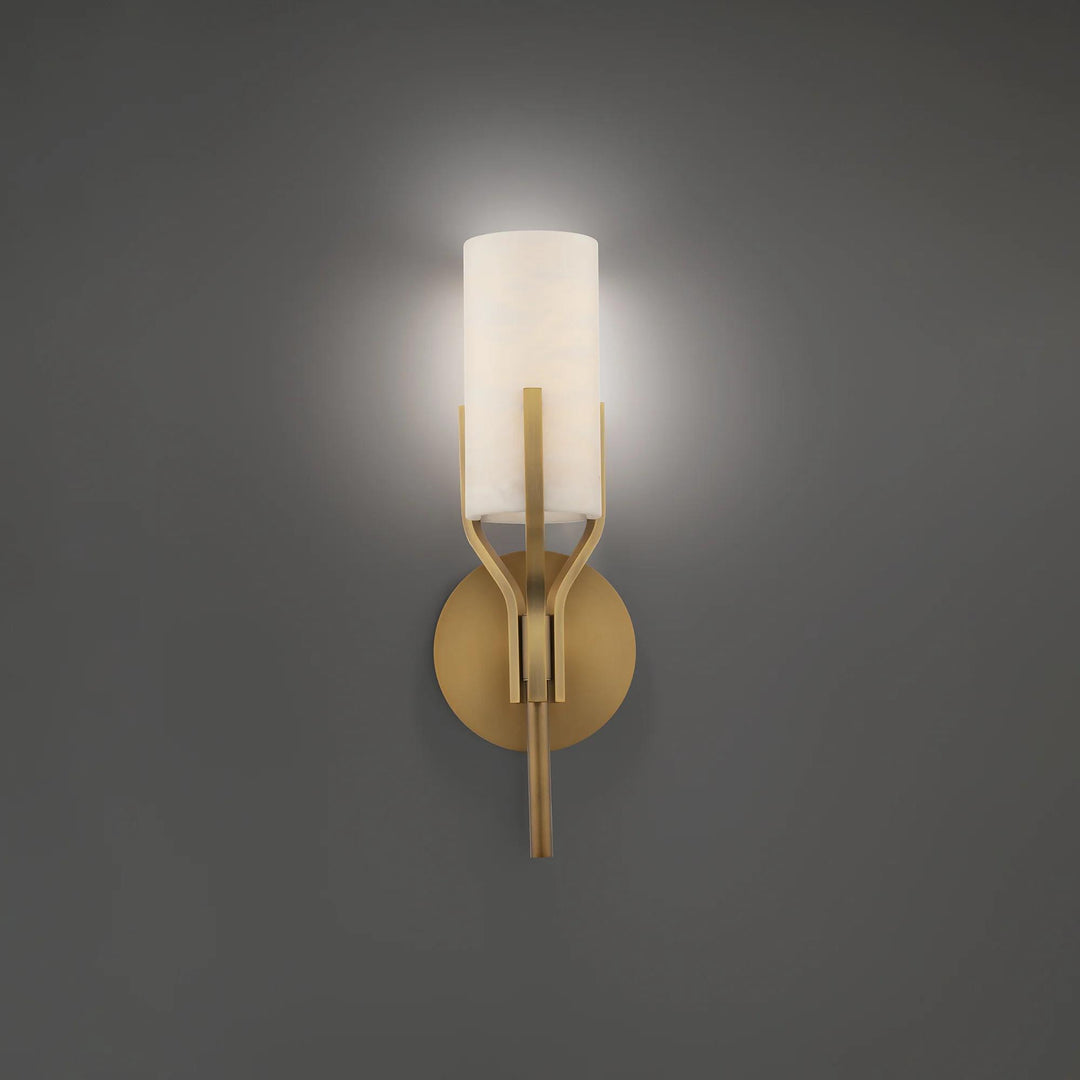 Aged brass finish wall sconce, by Modern Forms, for hallway or living room