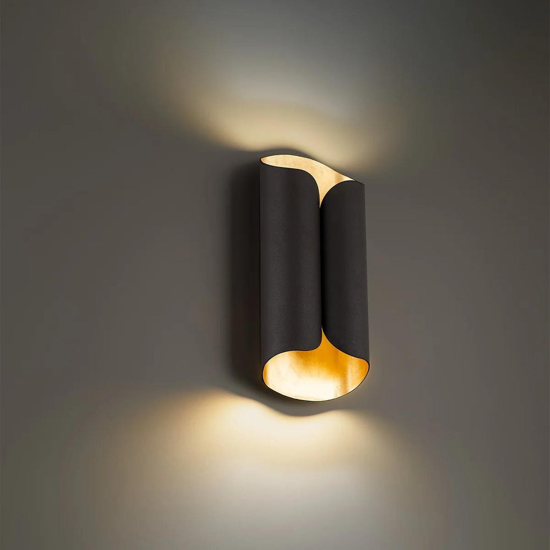 Bronze & gold leaf finish wall sconce, by Modern Forms, for hallway or living room