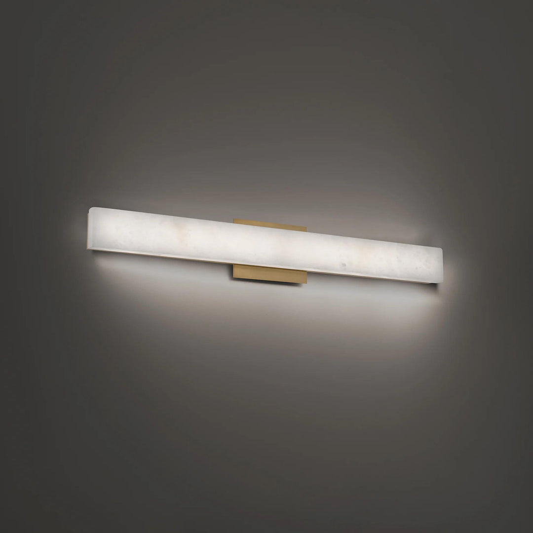 Aged brass finish vanity light, by Modern Forms, for bathroom
