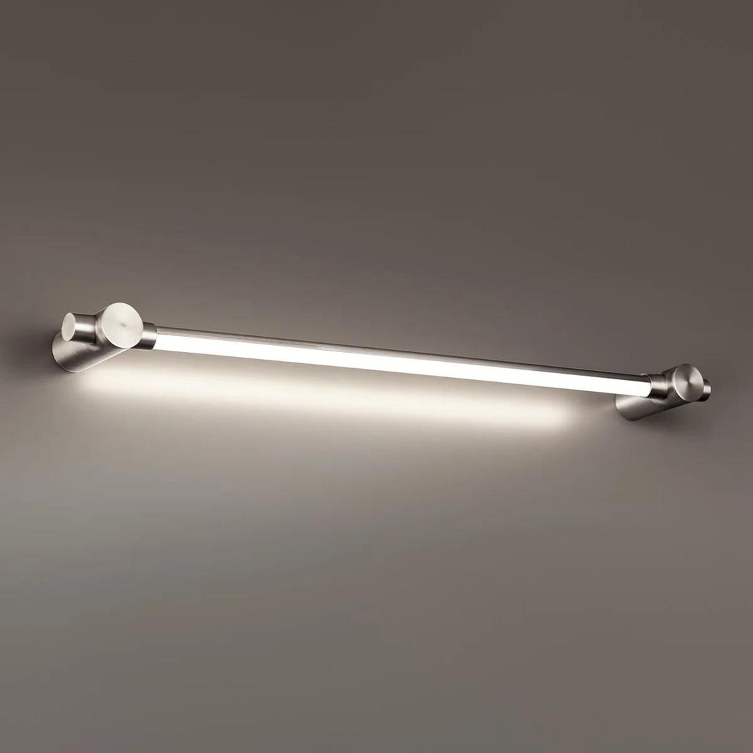 Brushed nickel finish vanity light, by Modern Forms, for bathroom