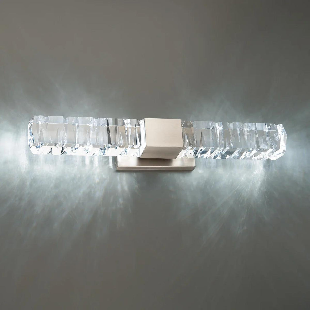 Brushed nickel finish vanity light, by Modern Forms, for bathroom