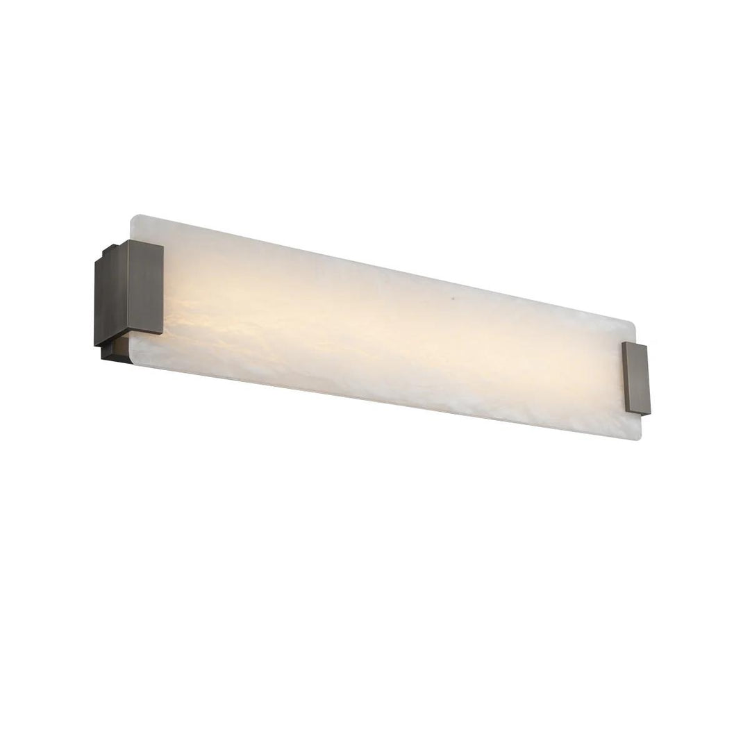 Brushed nickel finish vanity light, by Modern Forms, for bathroom