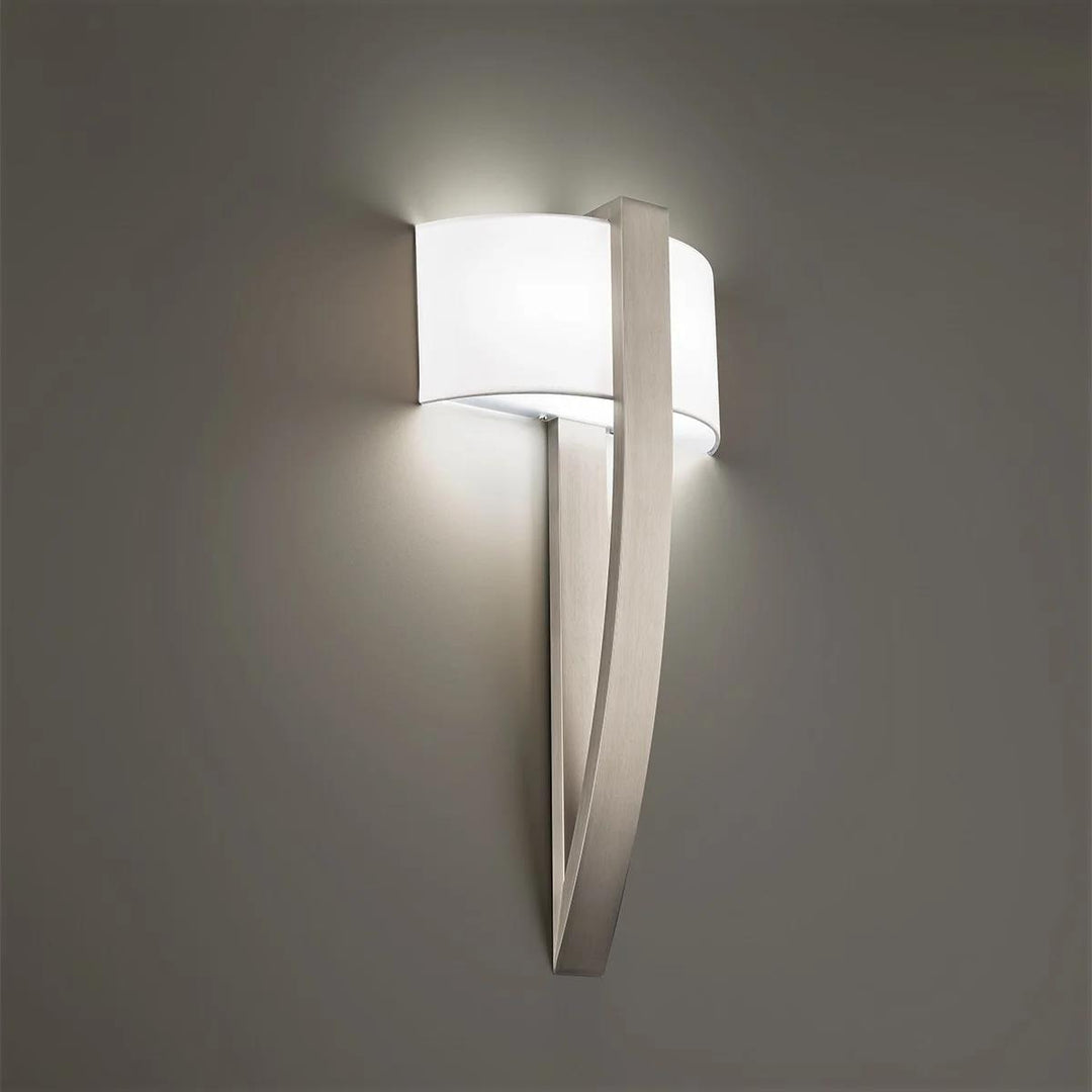 Brushed nickel finish wall sconce, by Modern Forms, for hallway or living room