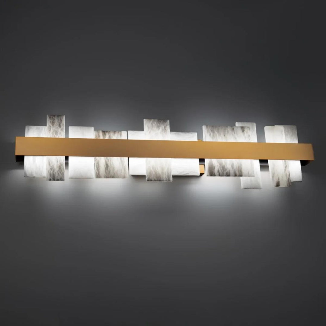 Aged brass finish vanity light, by Modern Forms, for bathroom