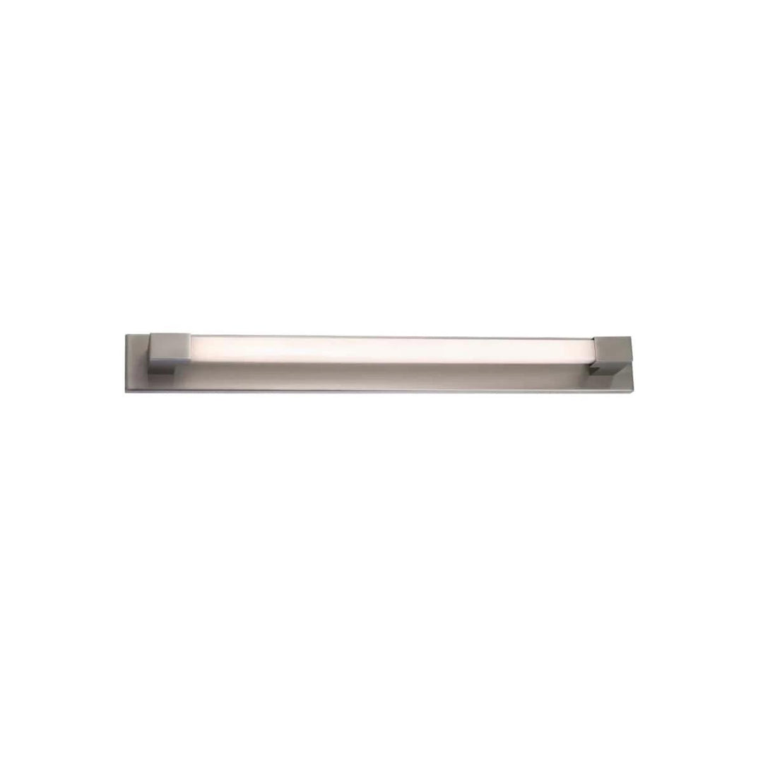 Brushed nickel finish vanity light, by Modern Forms, for bathroom