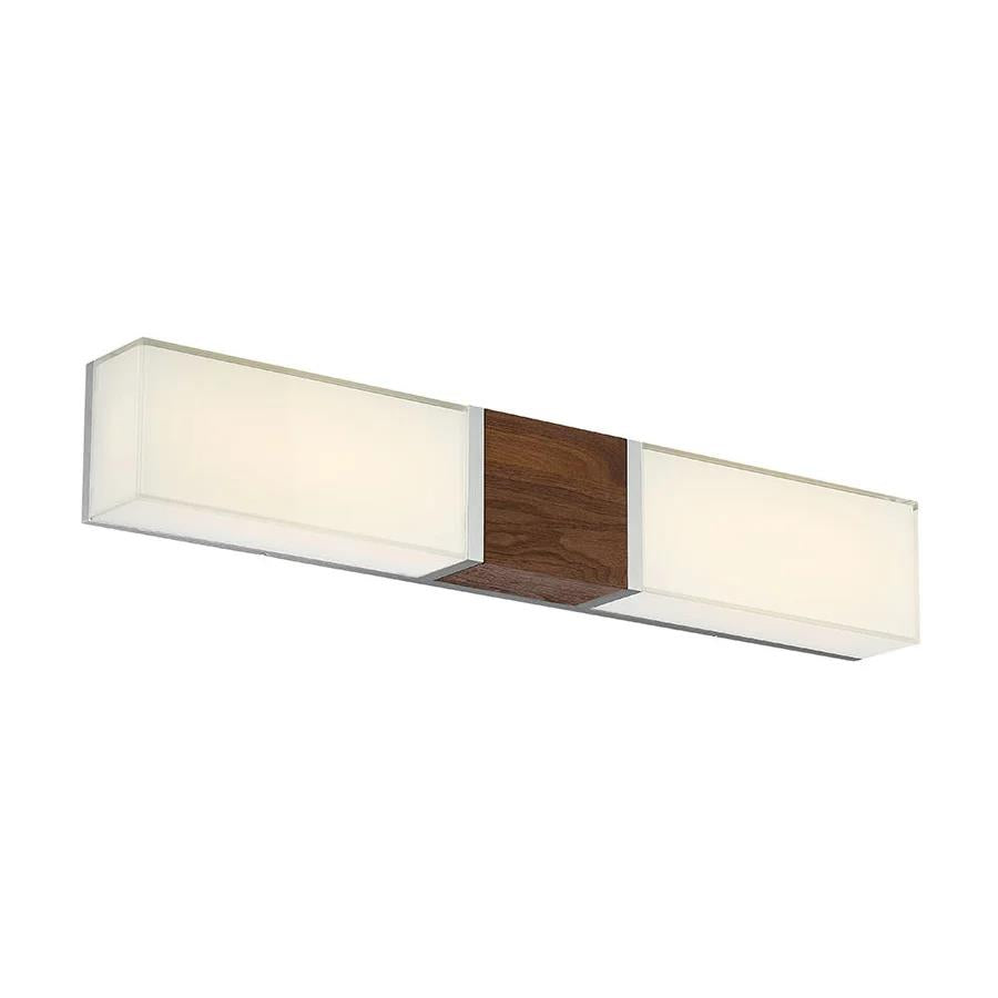 Dark walnut finish vanity light, by Modern Forms, for bathroom