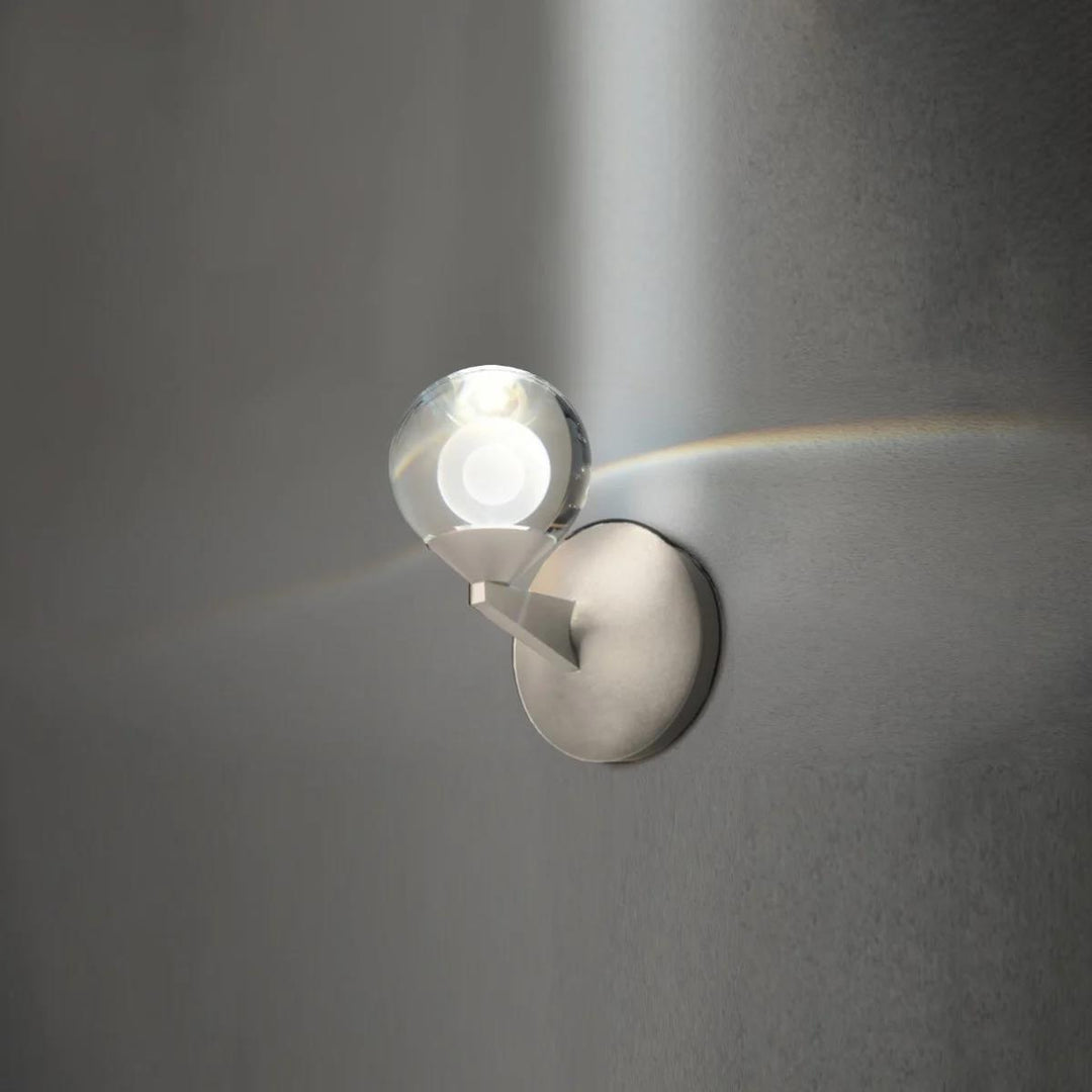 Satin nickel finish wall sconce, by Modern Forms, for hallway or living room