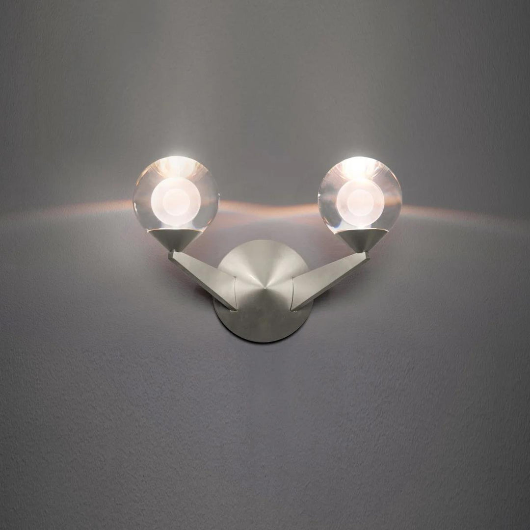 Satin nickel finish wall sconce, by Modern Forms, for hallway or living room