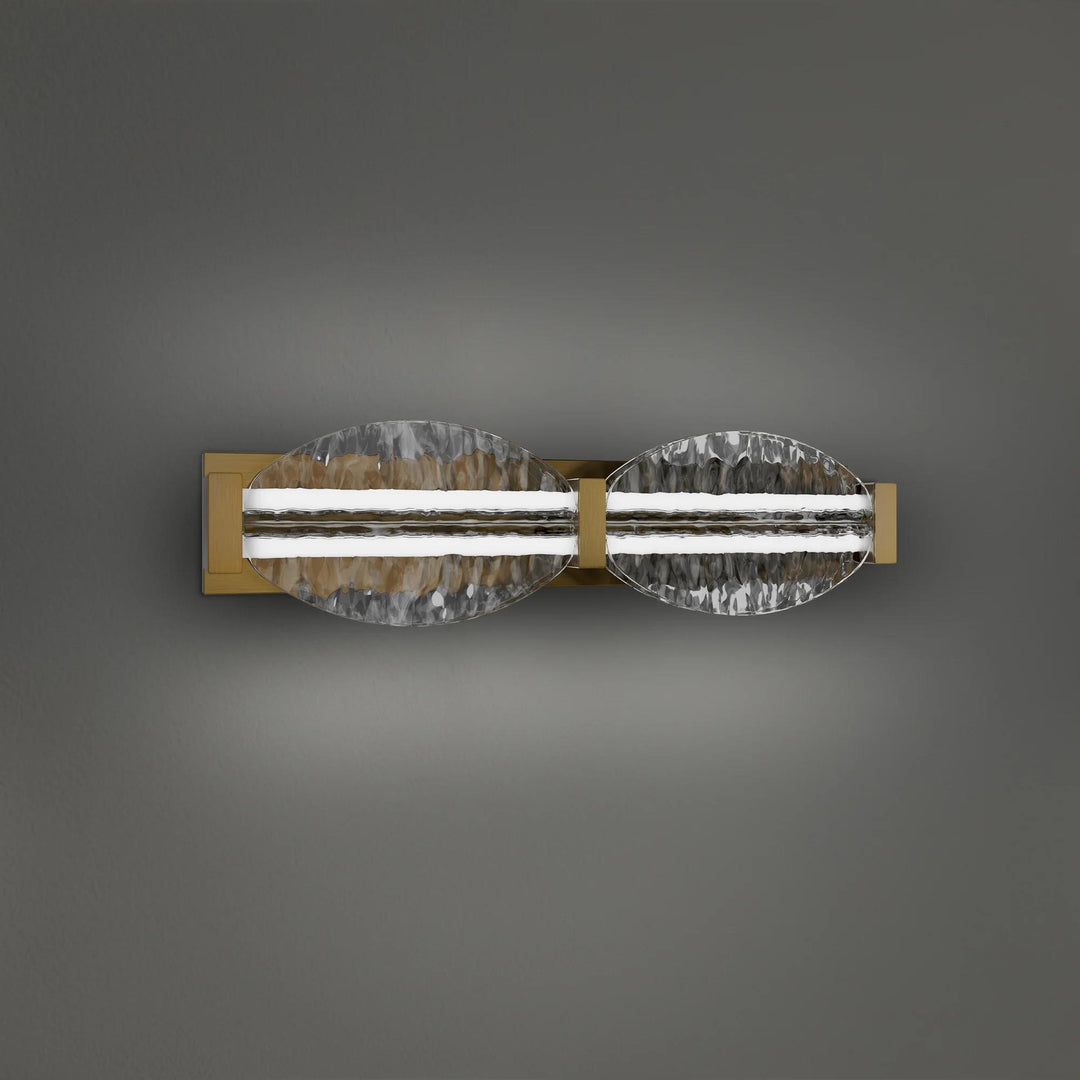 Brushed nickel finish vanity light, by Modern Forms, for bathroom