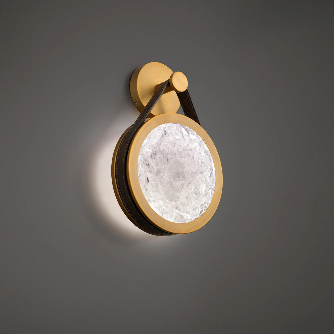 Warm brown/aged brass finish wall sconce, by Modern Forms, for hallway or living room