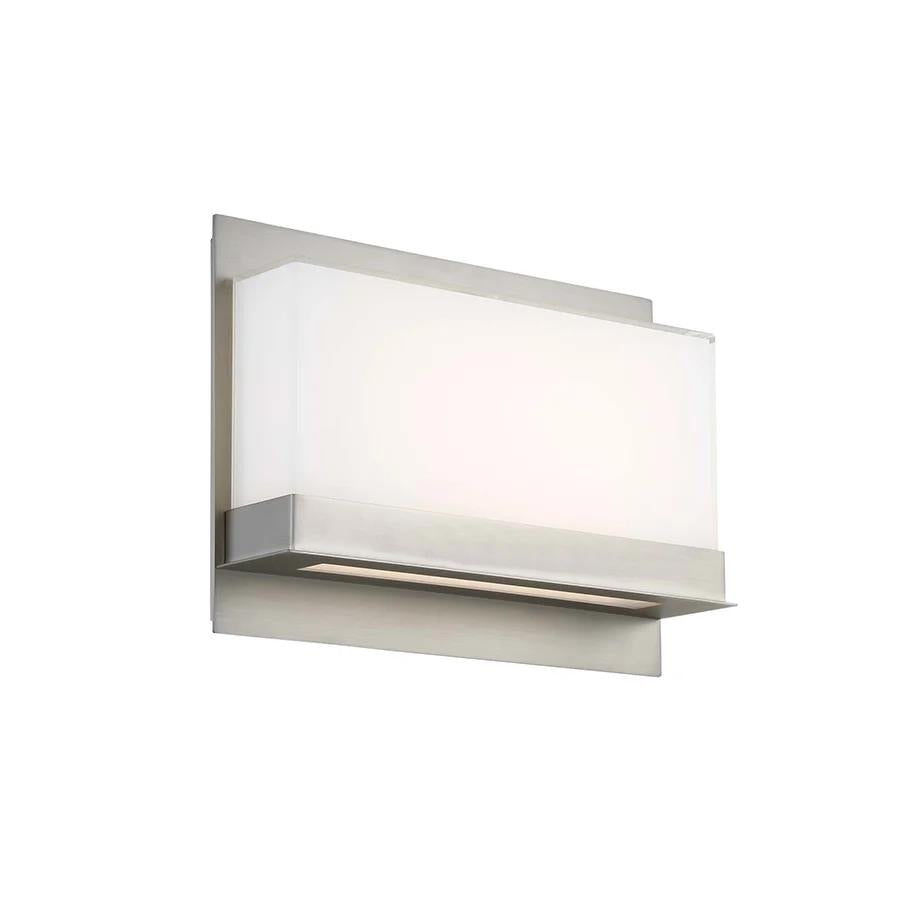 Satin nickel finish wall sconce, by Modern Forms, for hallway or living room