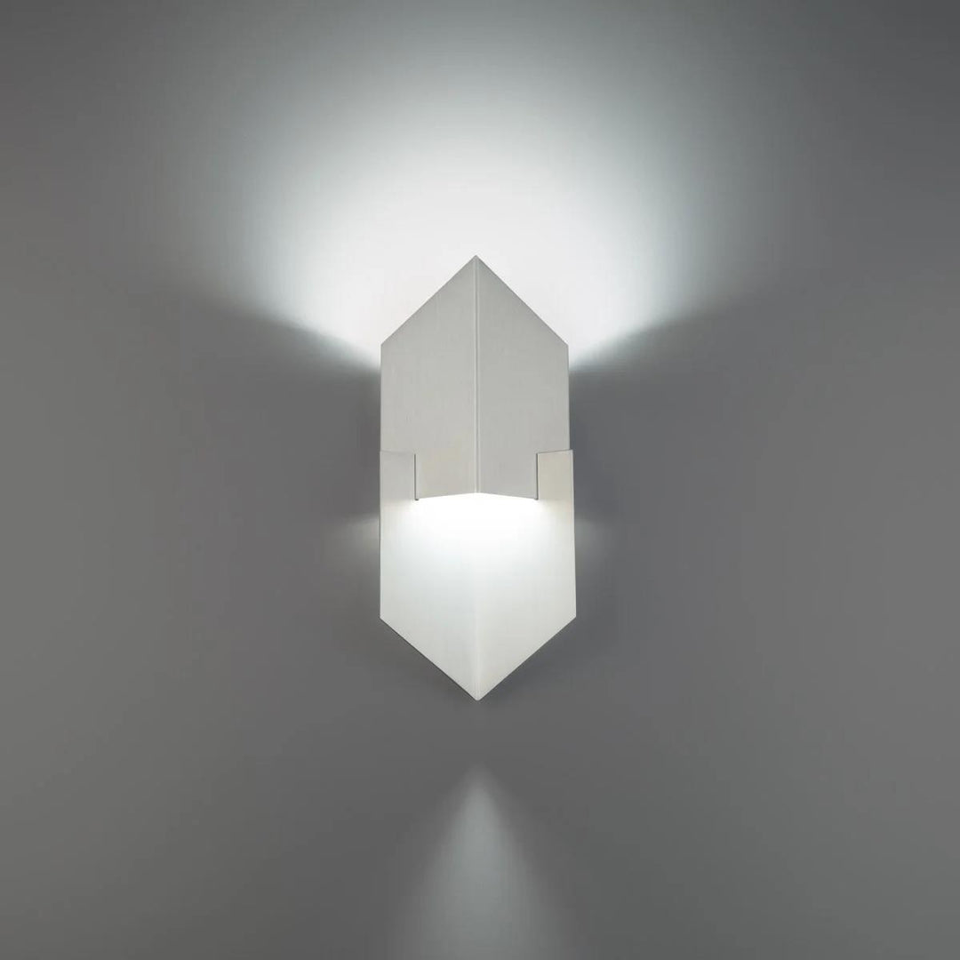 Brushed aluminum finish wall sconce, by Modern Forms, for hallway or living room