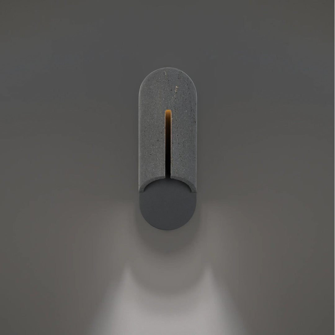 Bassalt stone/black finish wall sconce, by Modern Forms, for hallway or living room
