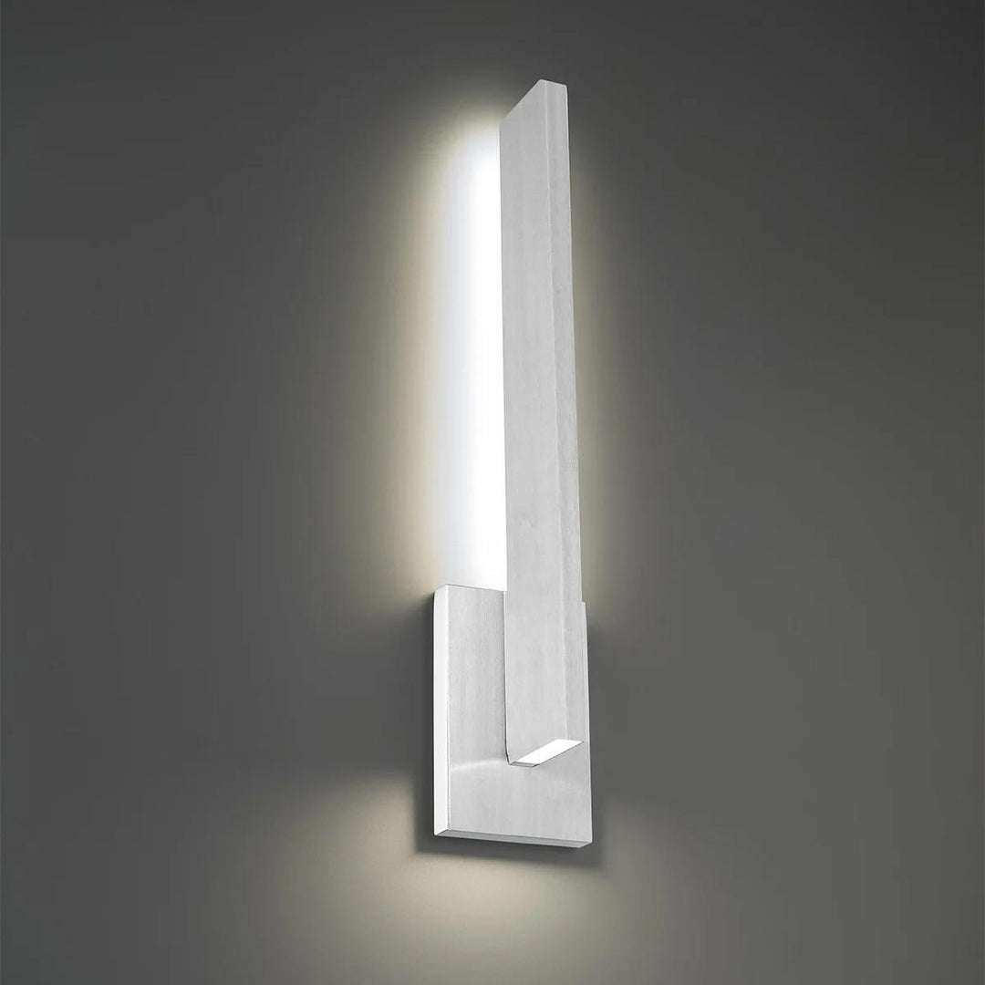 Brushed aluminum finish wall sconce, by Modern Forms, for hallway or living room