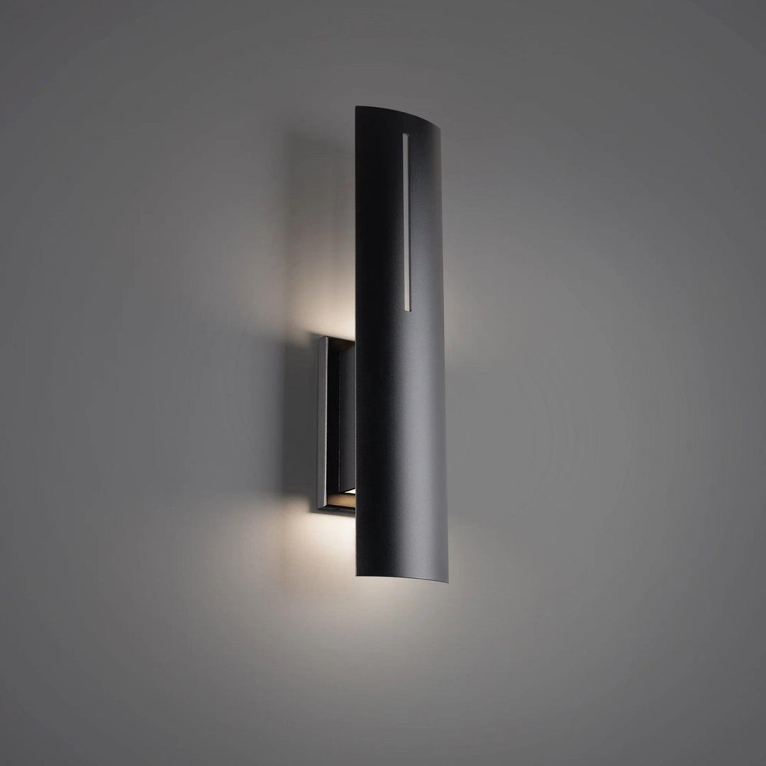 Black finish wall sconce, by Modern Forms, for hallway or living room