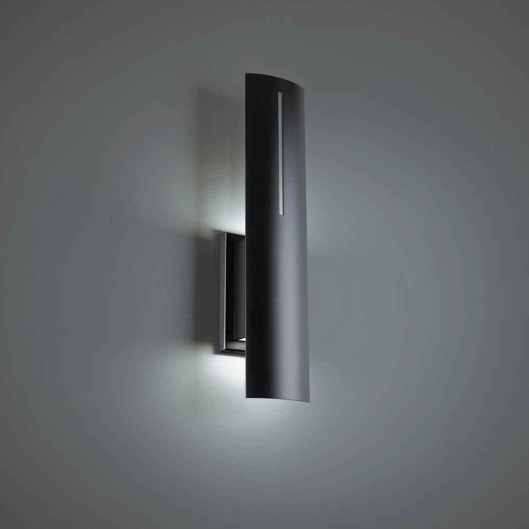 Black finish wall sconce, by Modern Forms, for hallway or living room