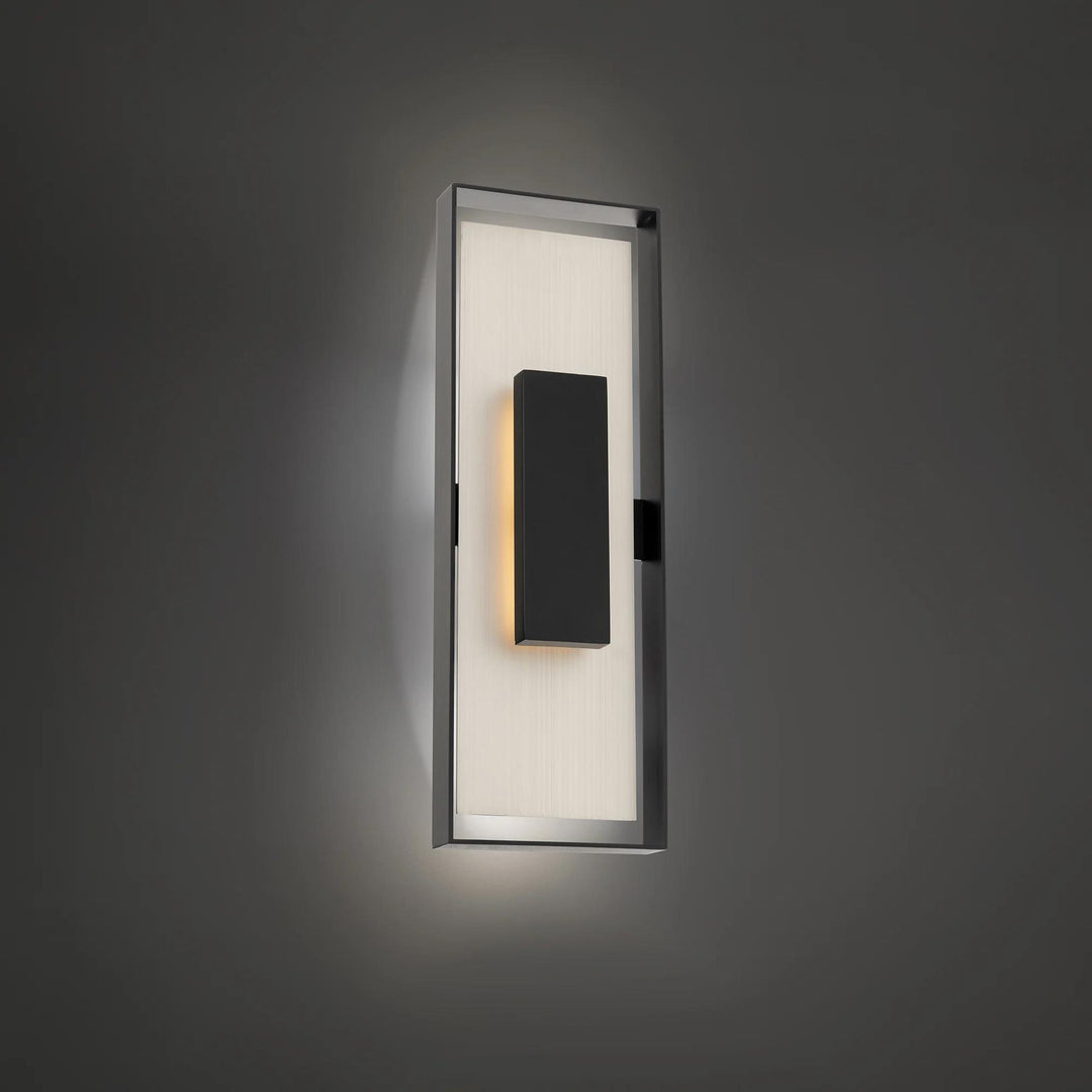 Black/brushed nickel finish wall sconce, by Modern Forms, for hallway or living room