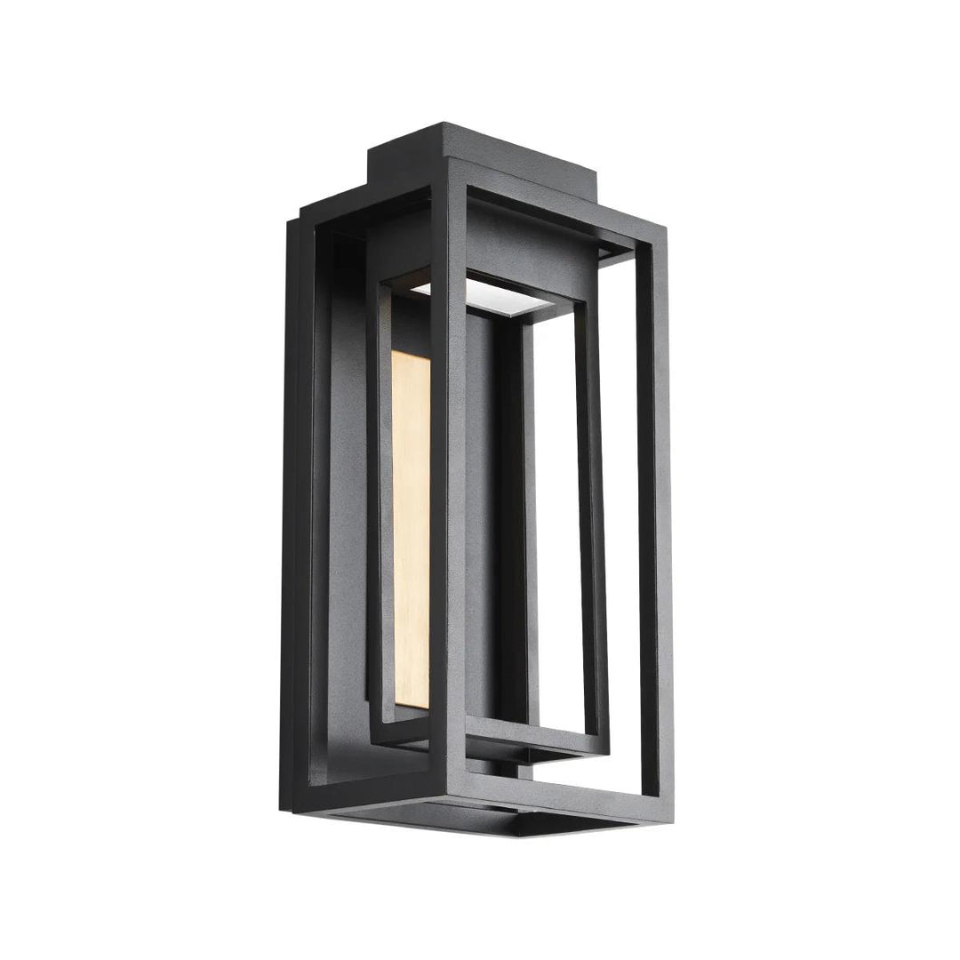 Black & aged brass finish wall sconce, by Modern Forms, for hallway or living room