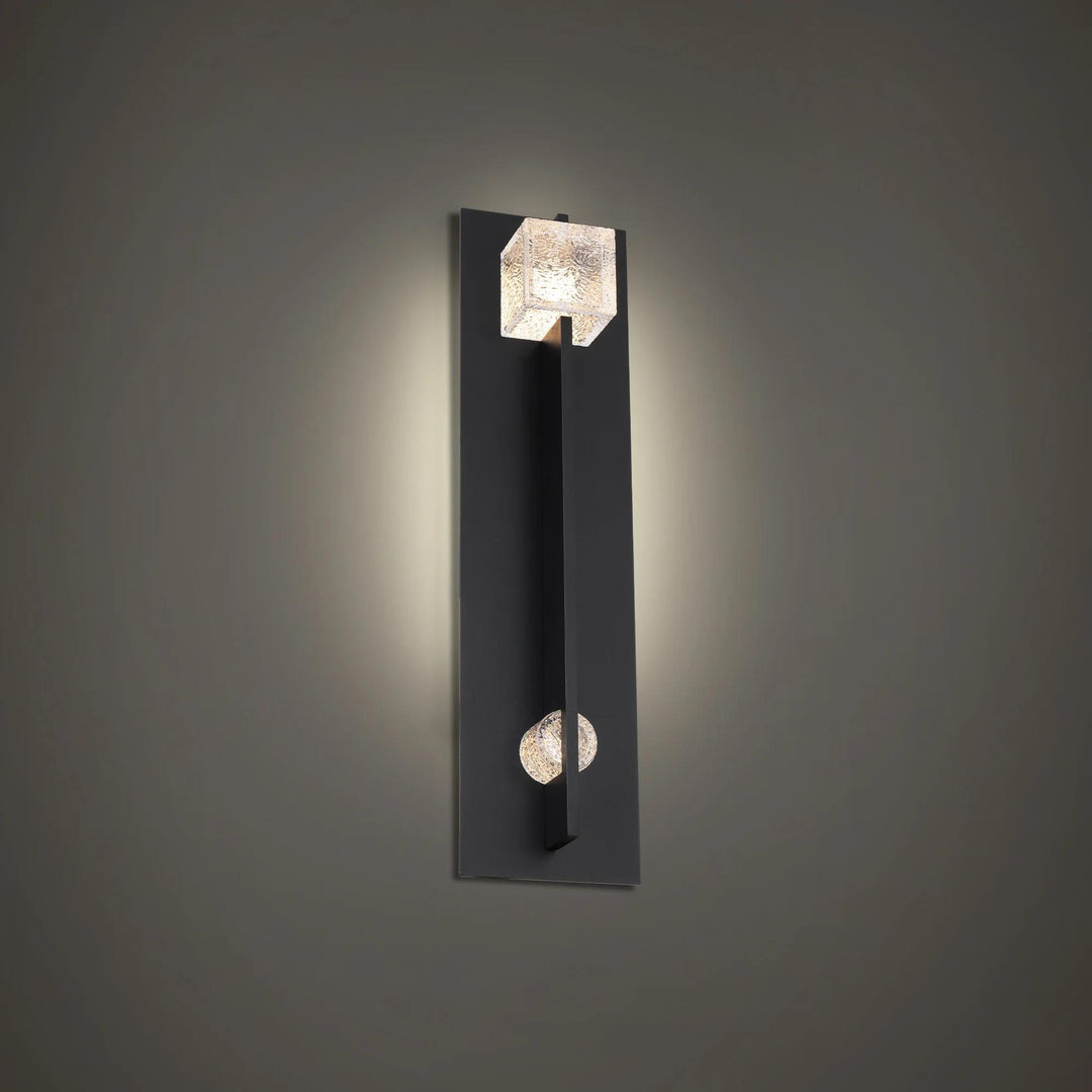 Black finish wall sconce, by Modern Forms, for hallway or living room