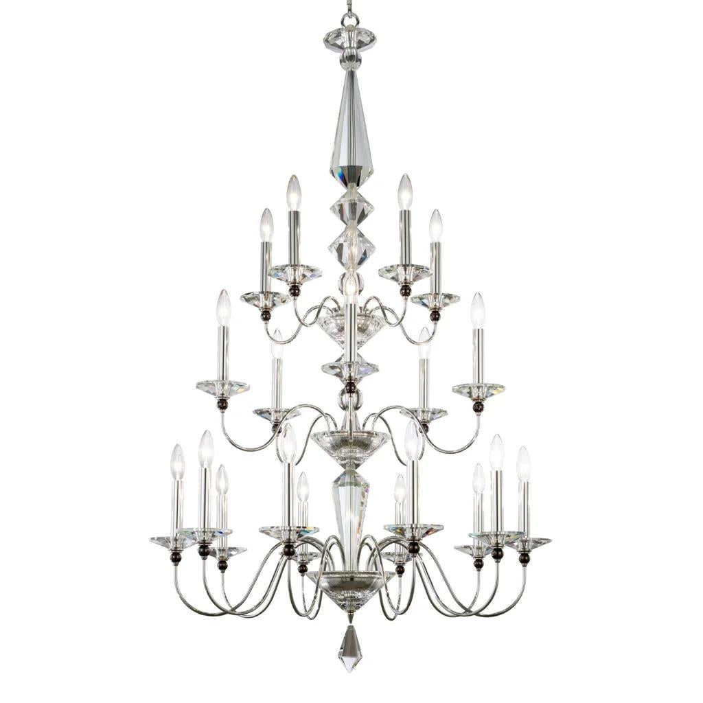 Polished silver chandelier, by Schonbek