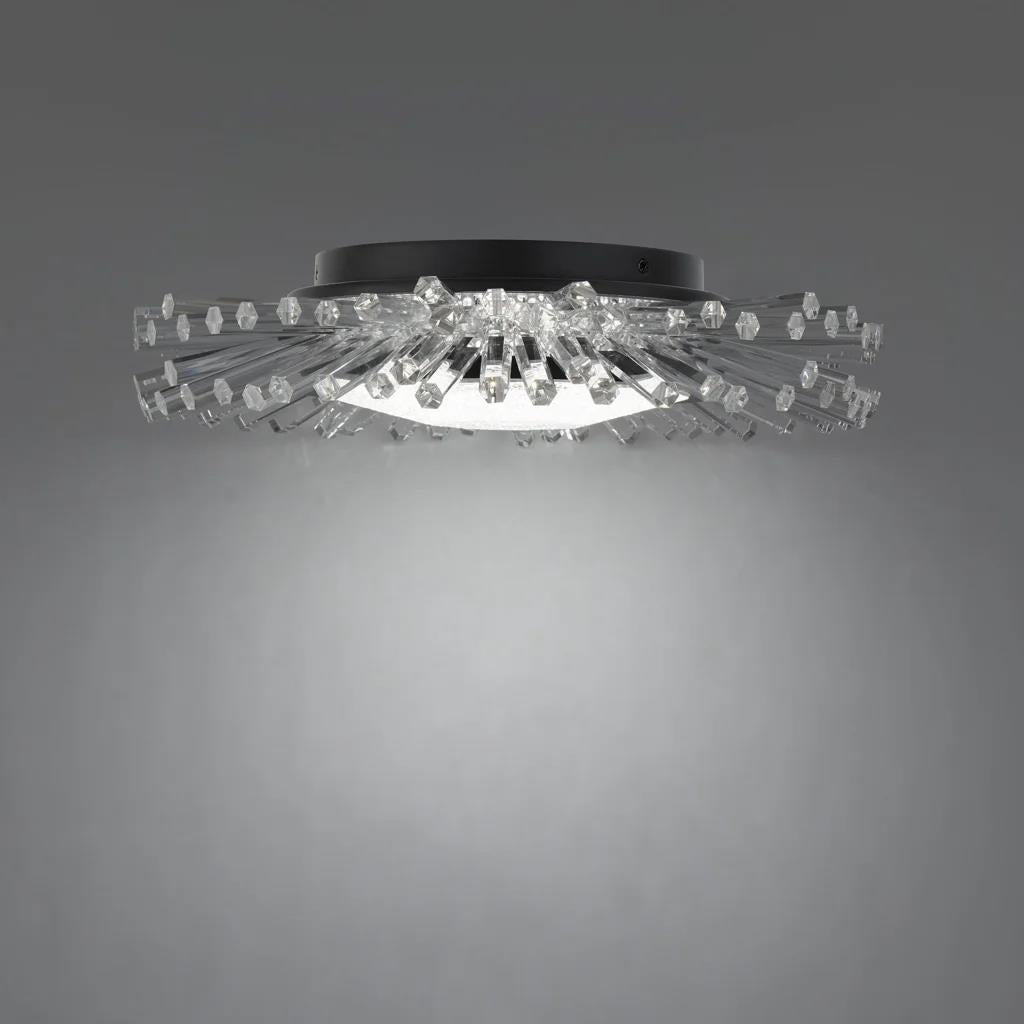 Black flush-mount ceiling light, by Schonbek, for hallway, bedroom, or entryway