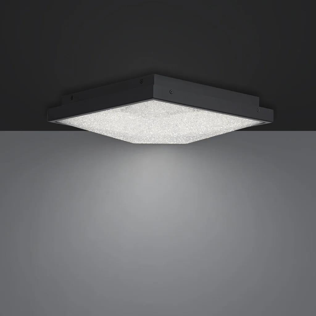 Aged brass flush-mount ceiling light, by Schonbek, for hallway, bedroom, or entryway