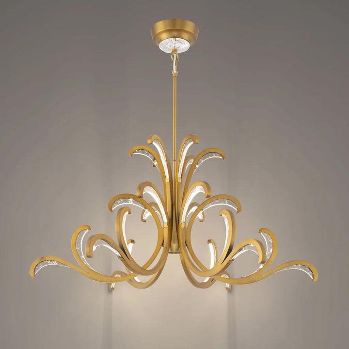 Aged brass pendant light, by Schonbek, for kitchen island or dining