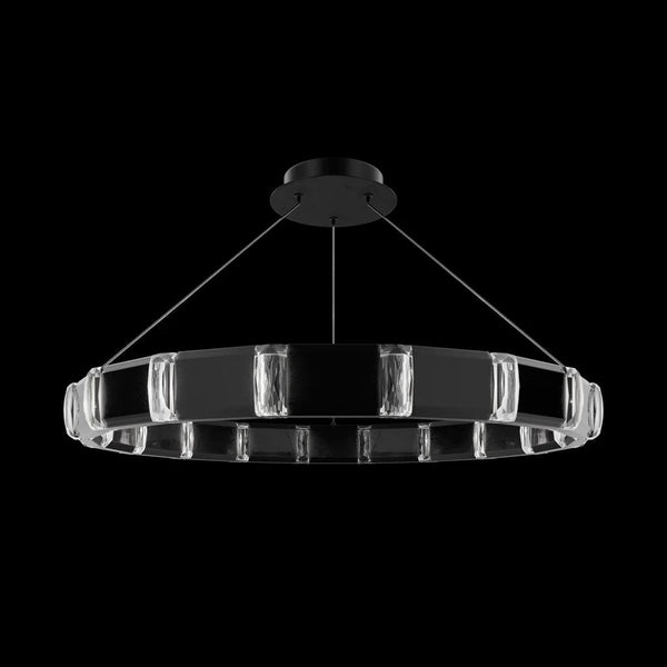 Black polished nickel pendant light, by Schonbek, for kitchen island or dining