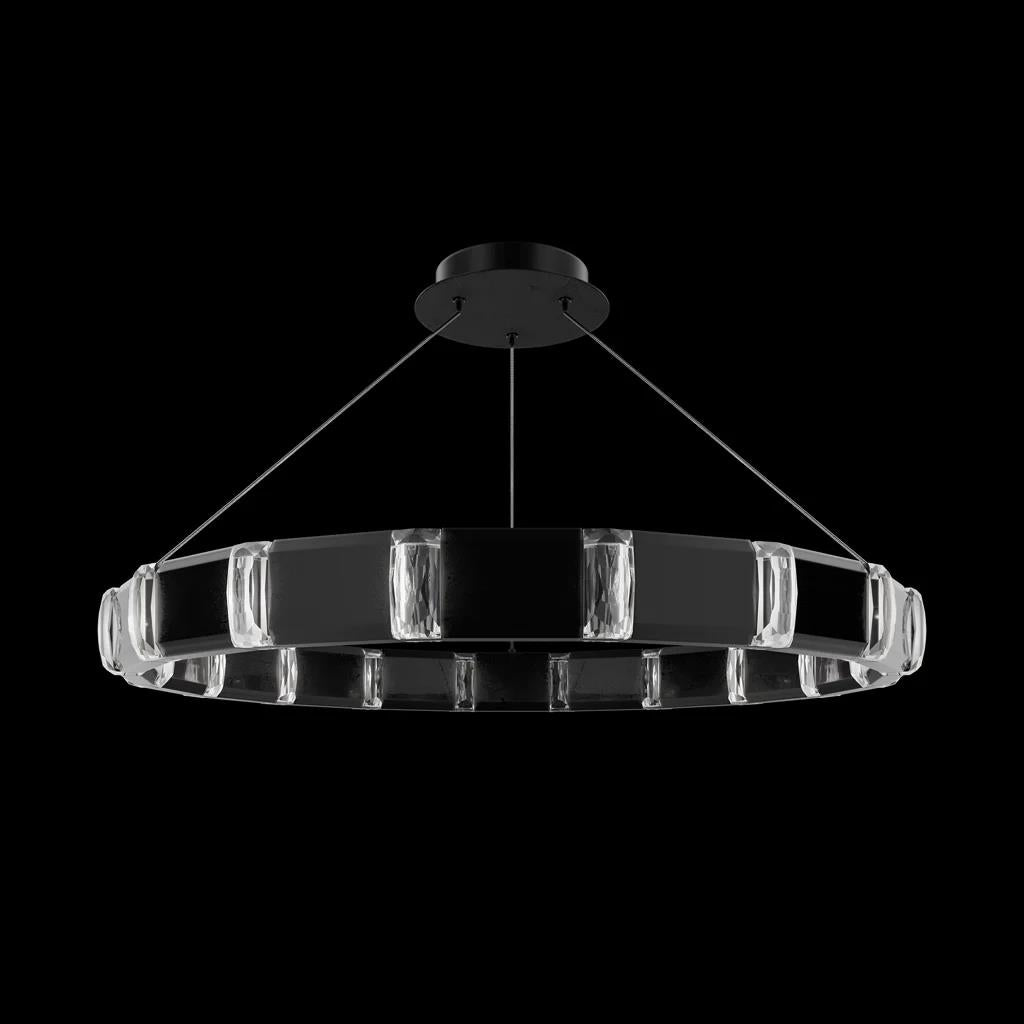 Black polished nickel pendant light, by Schonbek, for kitchen island or dining