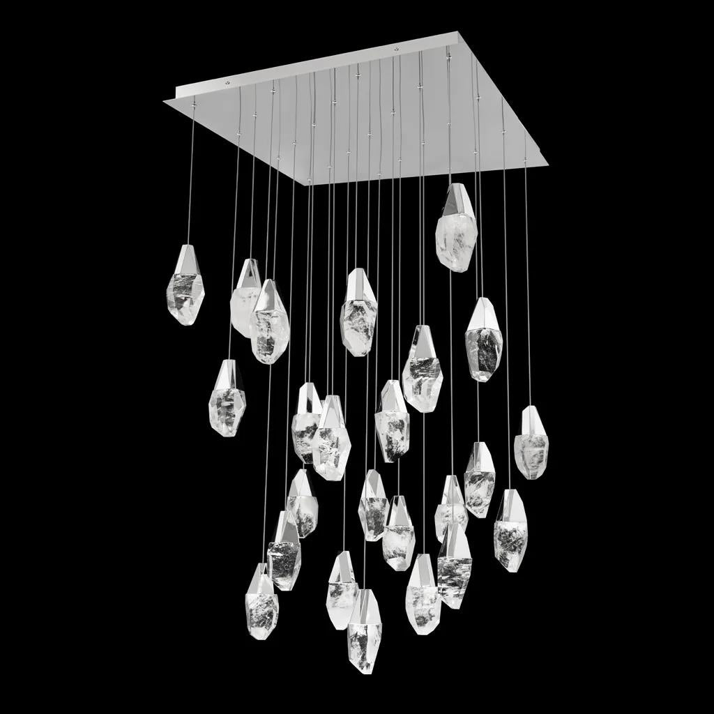 Polished nickel pendant light, by Schonbek, for kitchen island or dining