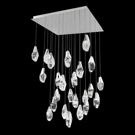 Polished nickel pendant light, by Schonbek, for kitchen island or dining